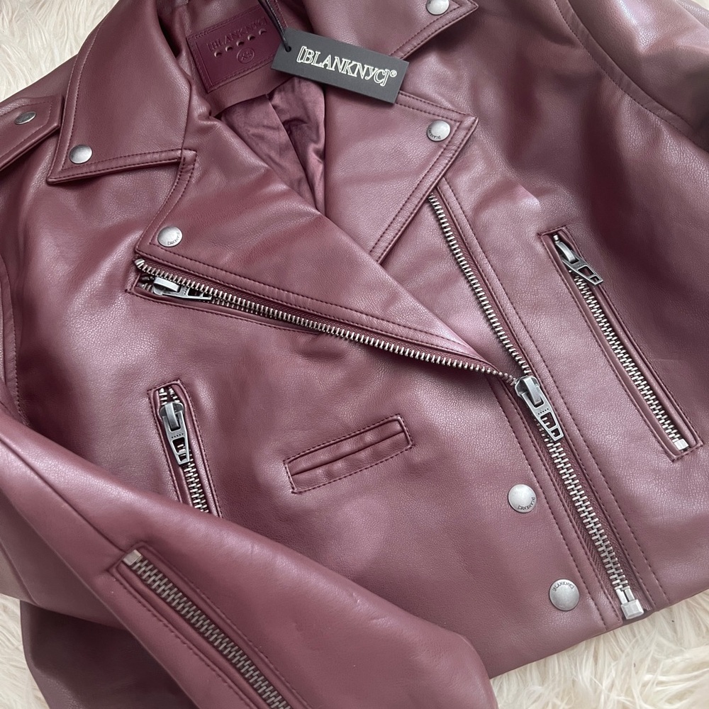 Blank NYC Women's Burgundy Leather Jacket